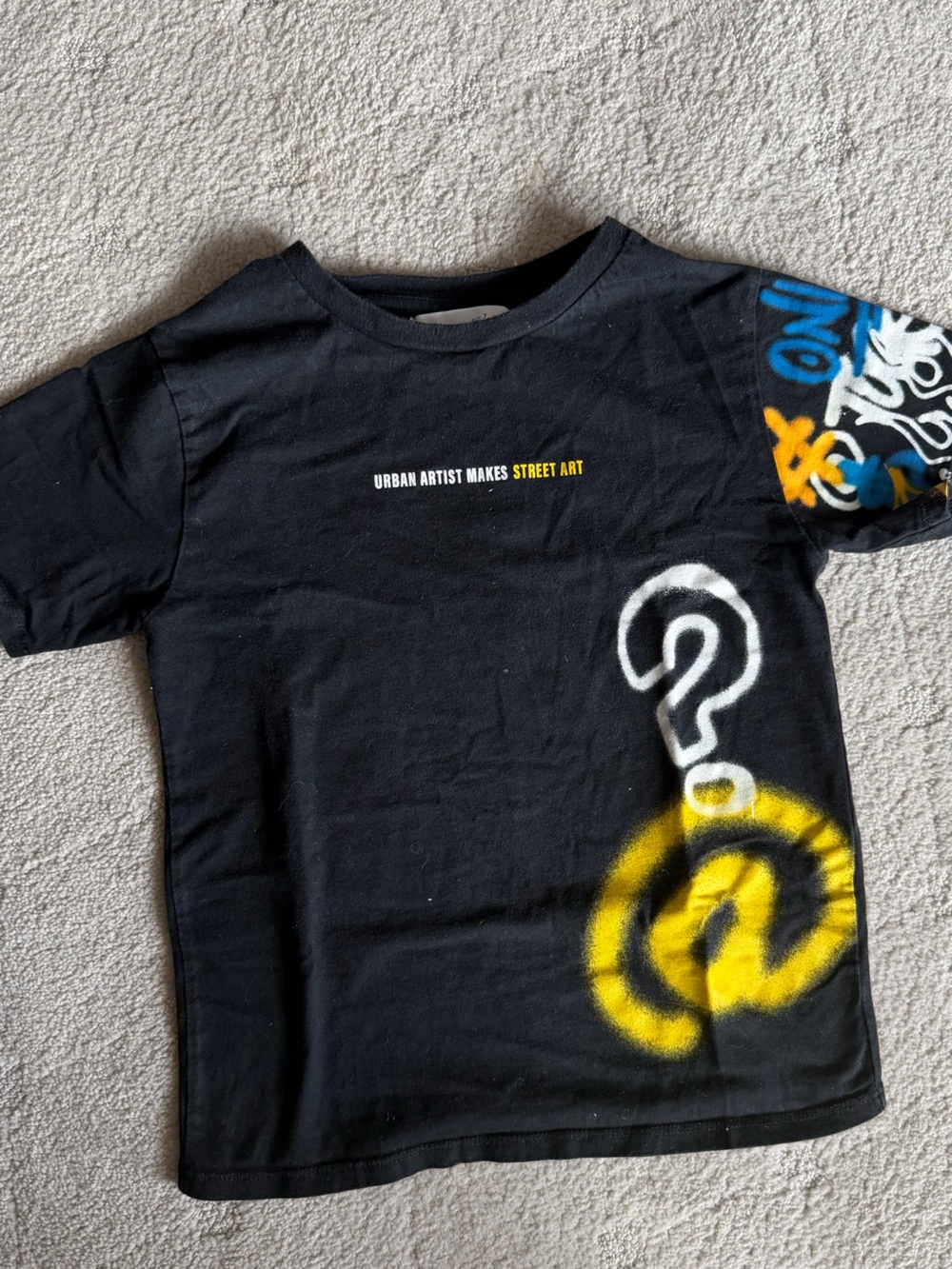 Zara Kids Black Street Art Graphic Tee - Tshirt Urban Artist s7